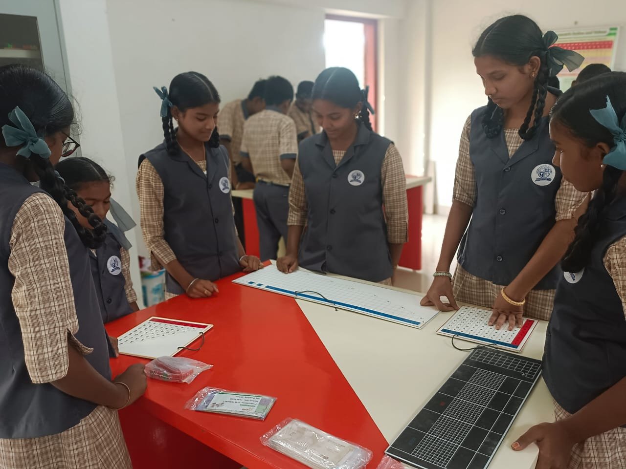 Students exploring math concepts
