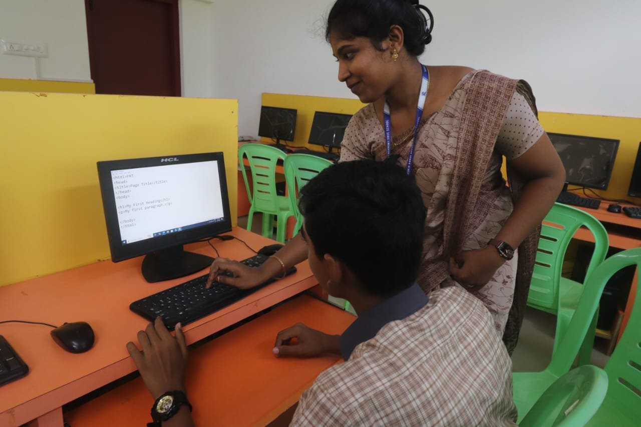 Students learning digital skills