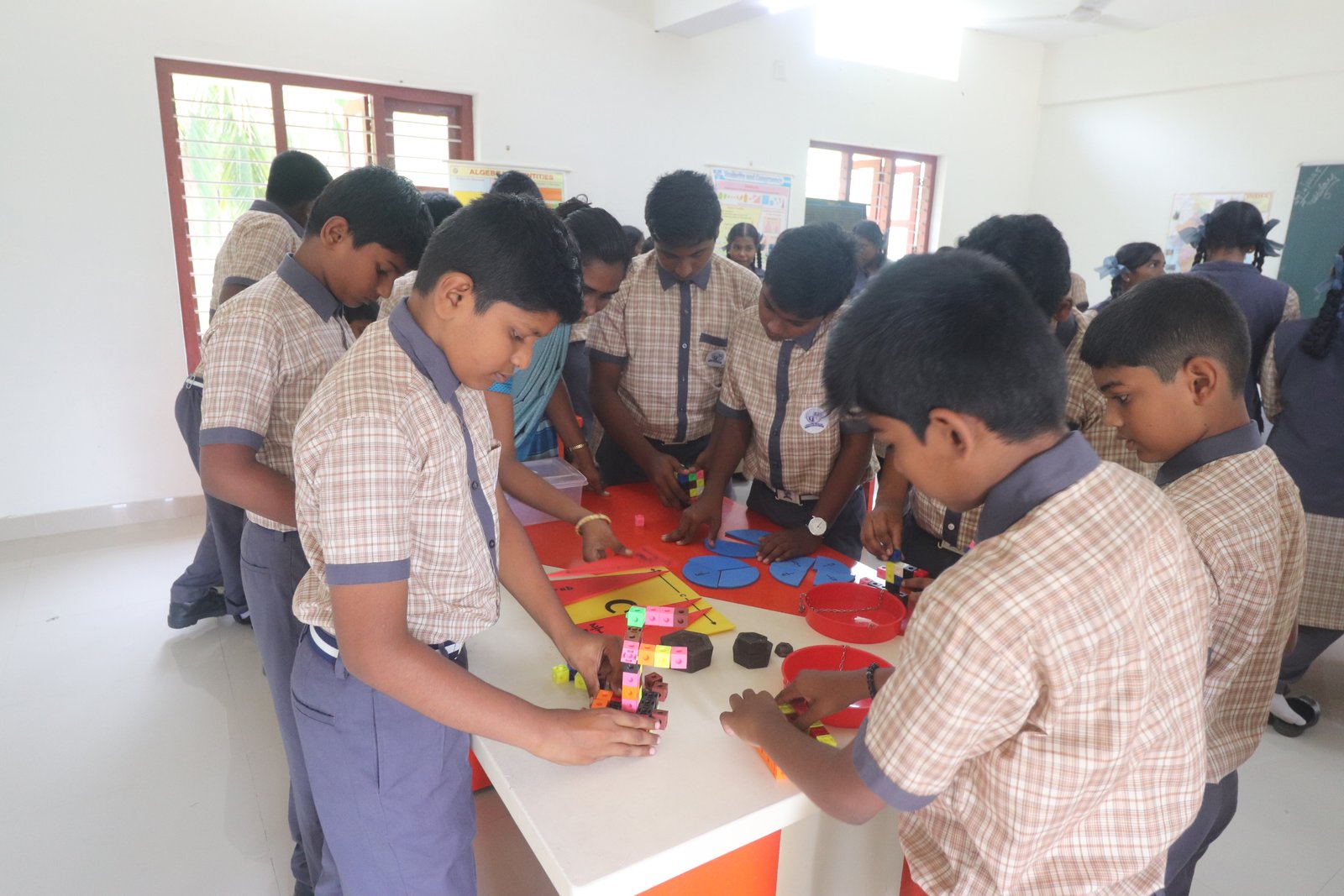 Students solving problems together