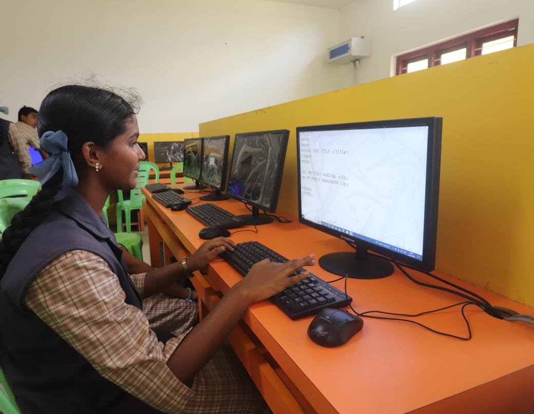 Student solving puzzles